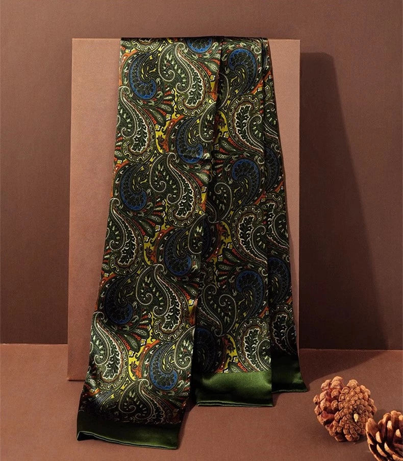 Mulberry Silk Scarf Men Women Neckerchief Paisley Double-layer double-sided 07FC0E-D4 - KOEEK
