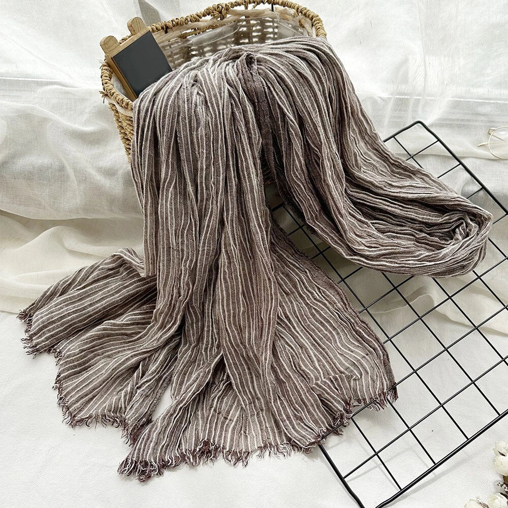 Cotton Linen Scarf Striped Scarves Unisex Men's Shawl Scarf Headwraps 9 Colors 07FC0E-D4 - KOEEK
