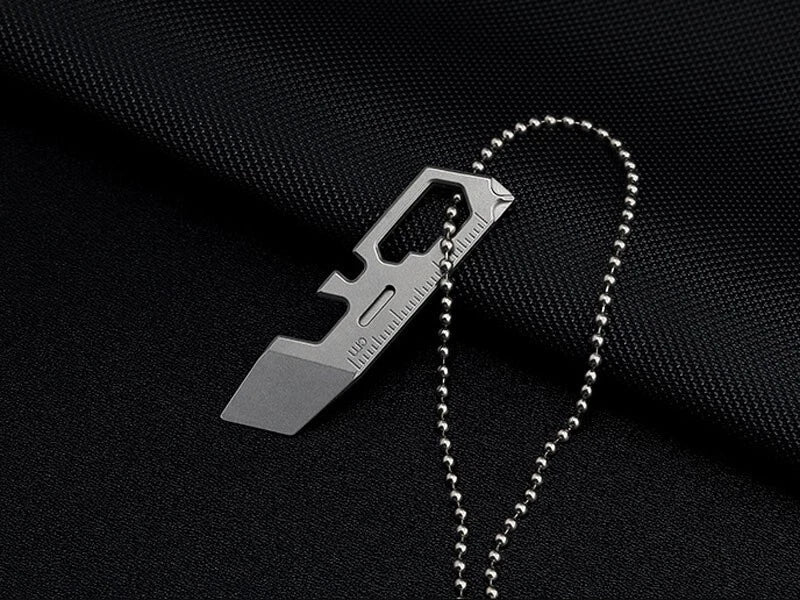 EDC Mini Titanium Alloy Keychain Pry Bar Crowbar Opener Ruler Wrench Multi Tools 07FC0E-D4 - KOEEK