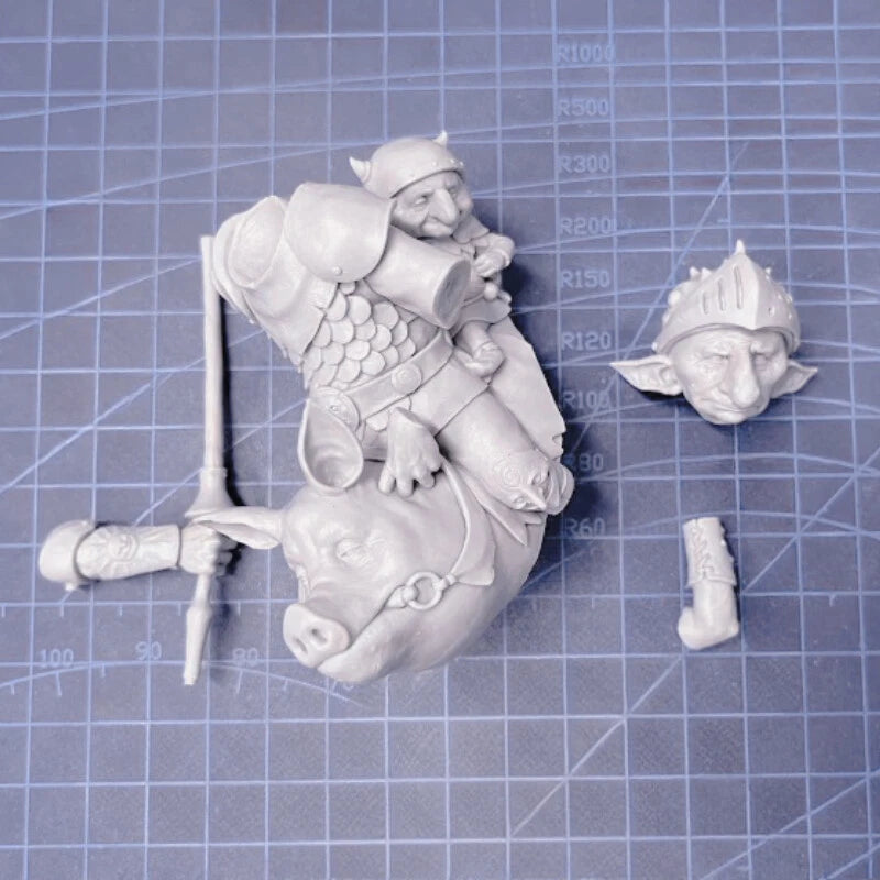 1/12 Resin Bust Model Kit Goblin Warrior Riding Pig Unassembled Unpainted 07FC0E-D4 - KOEEK