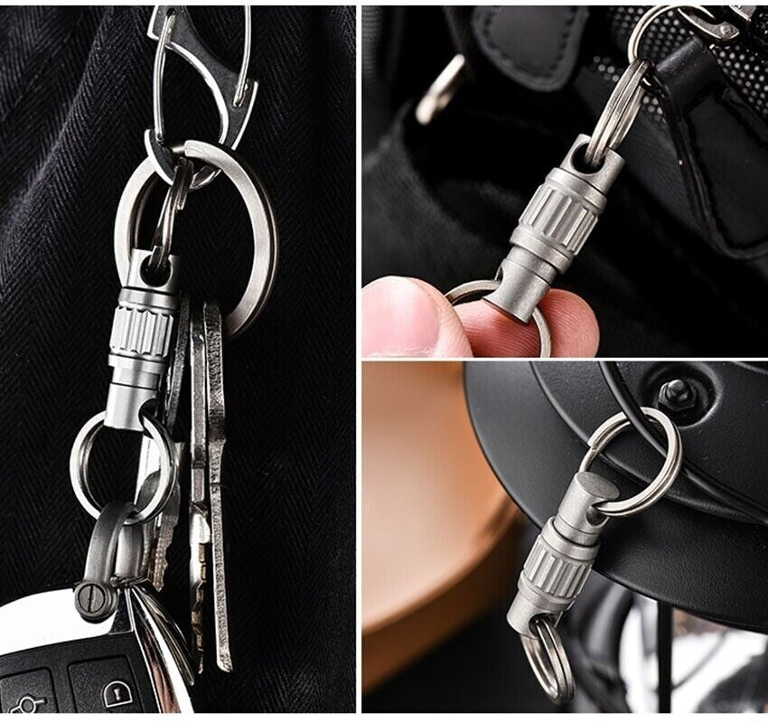 Titanium Quick Release Swivel Keychain EDC Car Key Holder with Double Key Rings 07FC0E-D4 - KOEEK