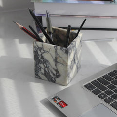 Marble toothbrush holder for bathroom, natural marble makeup brush holder 07FC0E-D4 - KOEEK