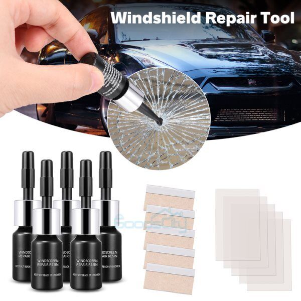 ny 10Pak Autoglas Nano Reparationsvæske Bilforrude Resin Crack Tool Kit Crack US