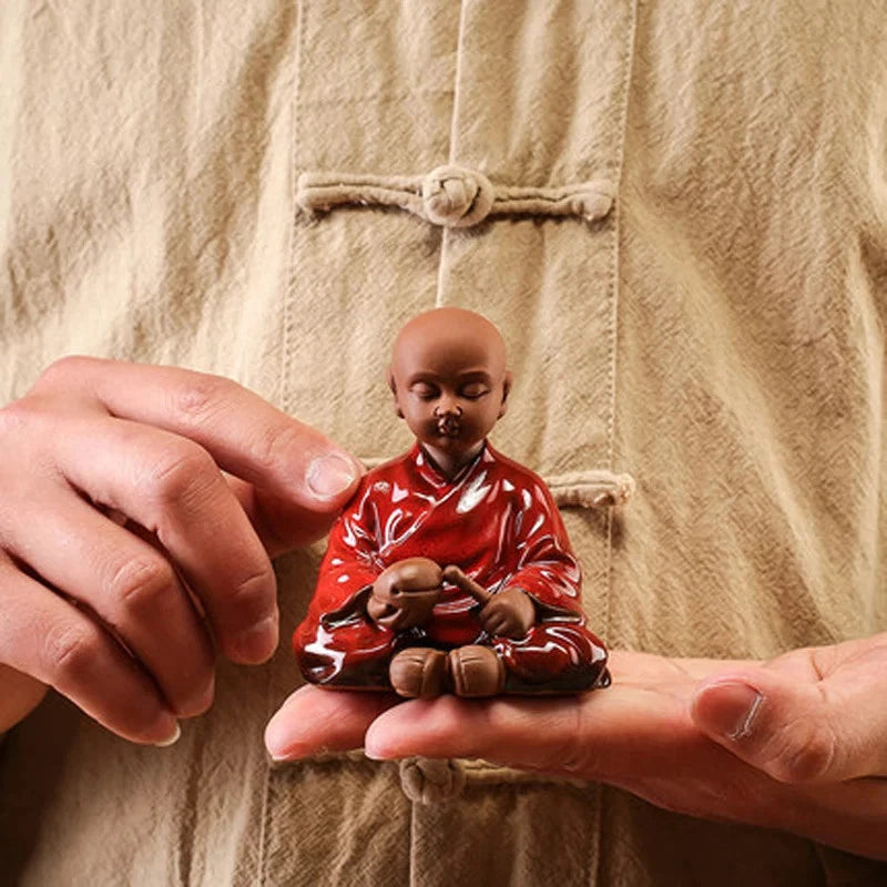 8.8cm Purple Clay Handmade Little Monk Zen Tea Pet Kung Fu Home Decoration 07FC0E-D4 - KOEEK