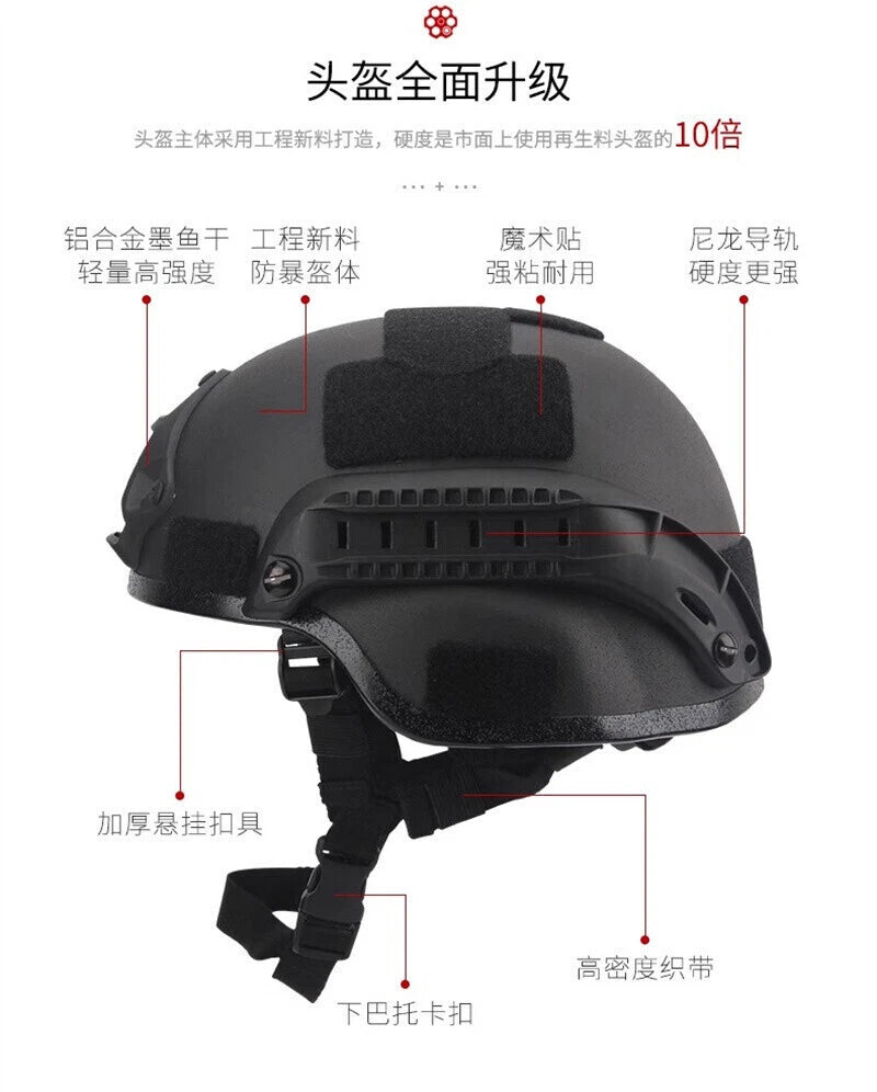 MICH Riot Helmets Gas Masks Goggles Field Combat Tactical Helmet Suit Outdoor 07FC0E-D4 - KOEEK