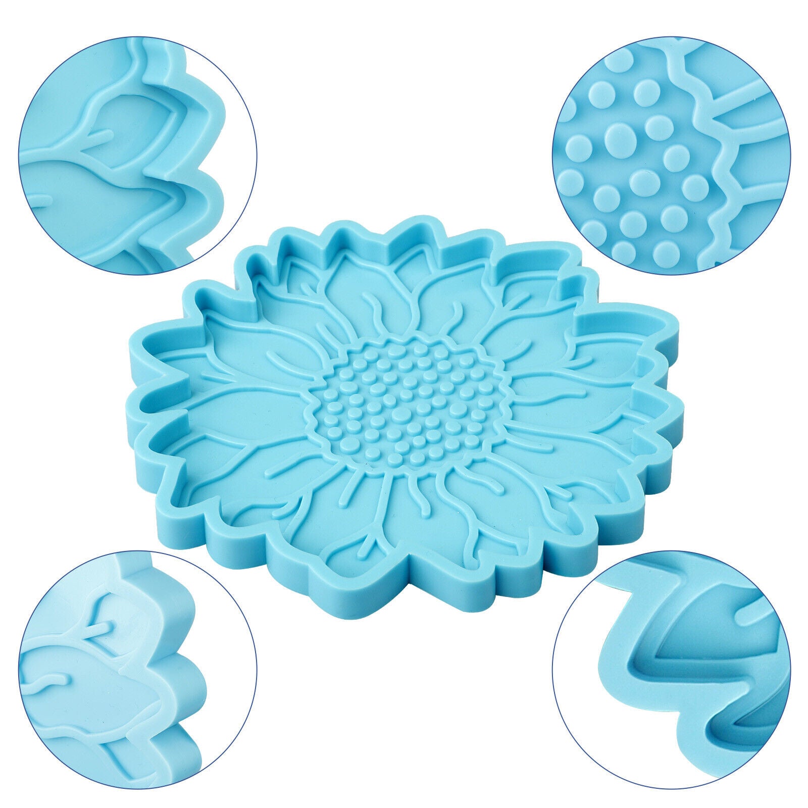 Silicone Sunflower Coaster Resin Mold Epoxy Casting Making Mould DIY Craft Tool koeek - KOEEK