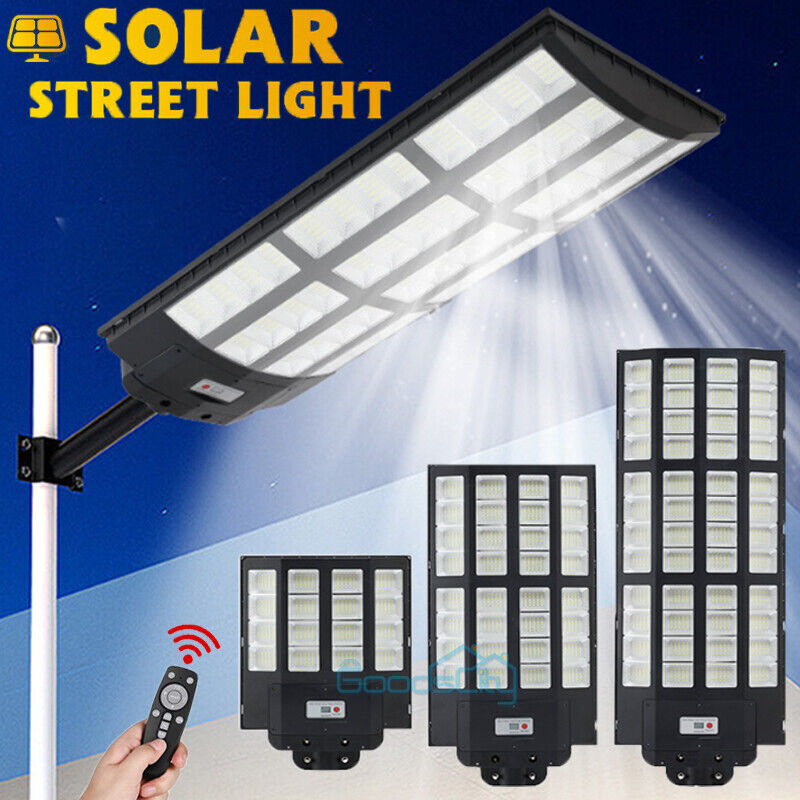 ny 2000W kommerciel Solar Street Flood Light Udendørs Dusk to Dawn vejlampe + stang