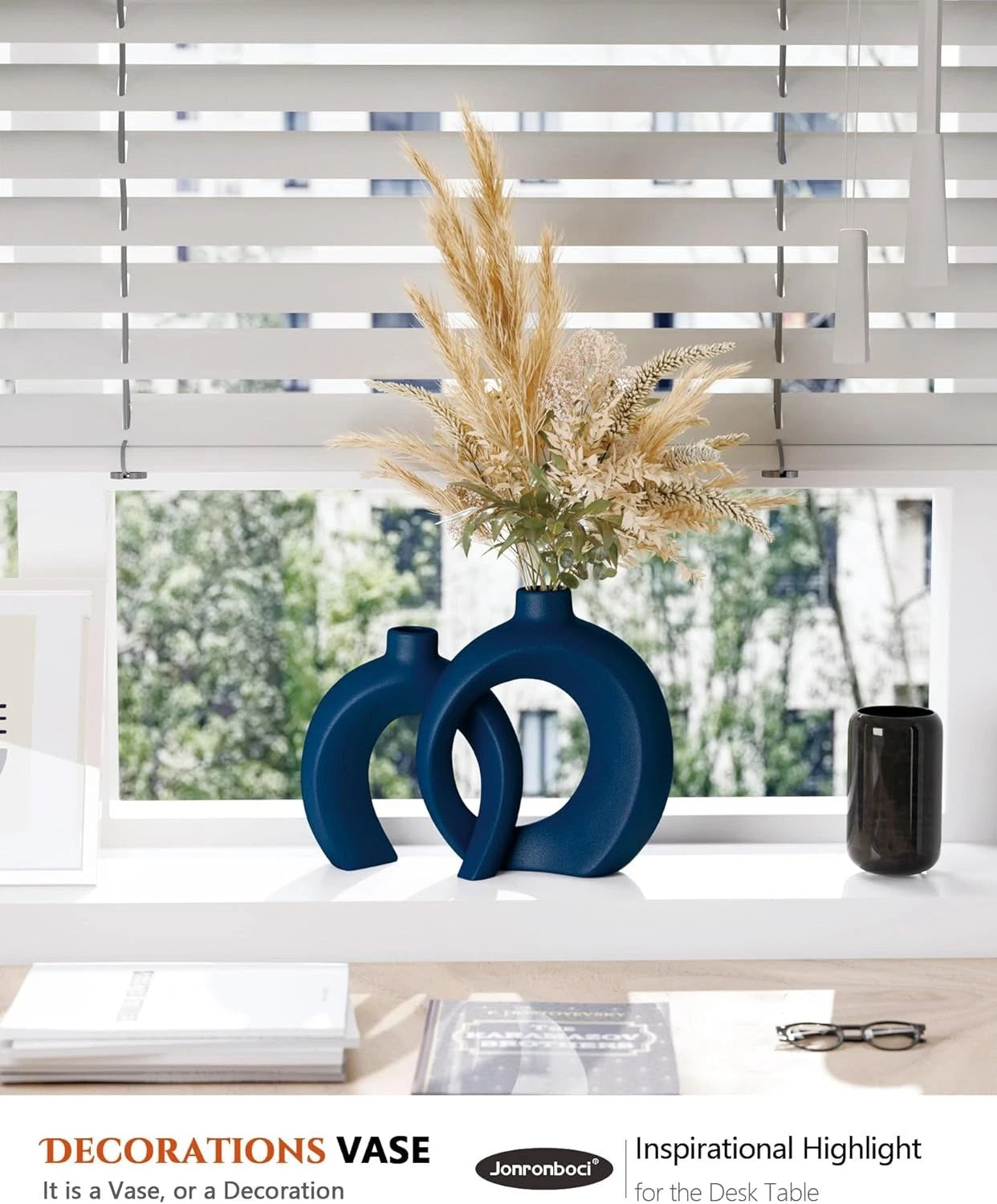 Blue Vase Set (2 pieces) -Suitable for living room coffee tables and bookshelves 07FC0E-D4 - KOEEK