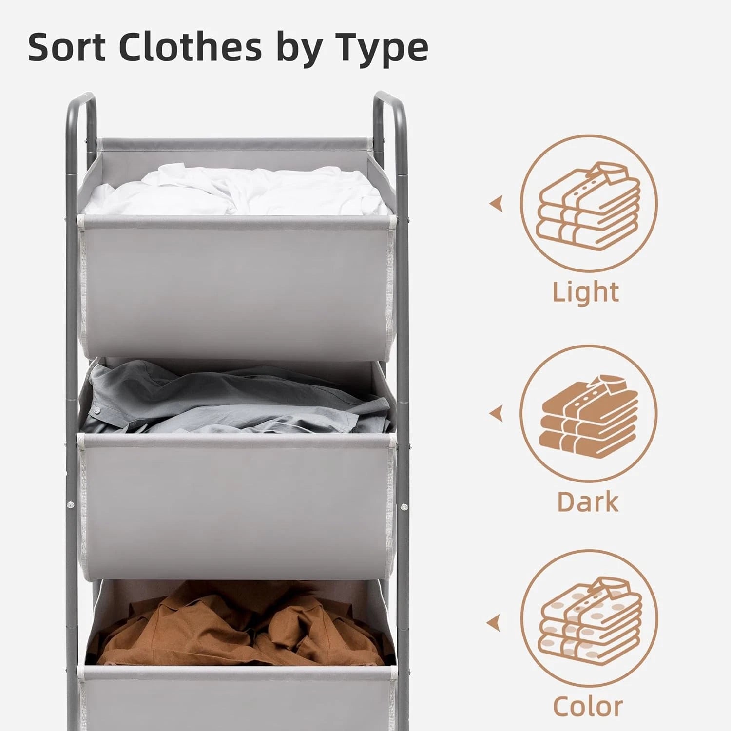 120-liter vertical rolling laundry basket with wheels and 2 brakes 07FC0E-D4 - KOEEK