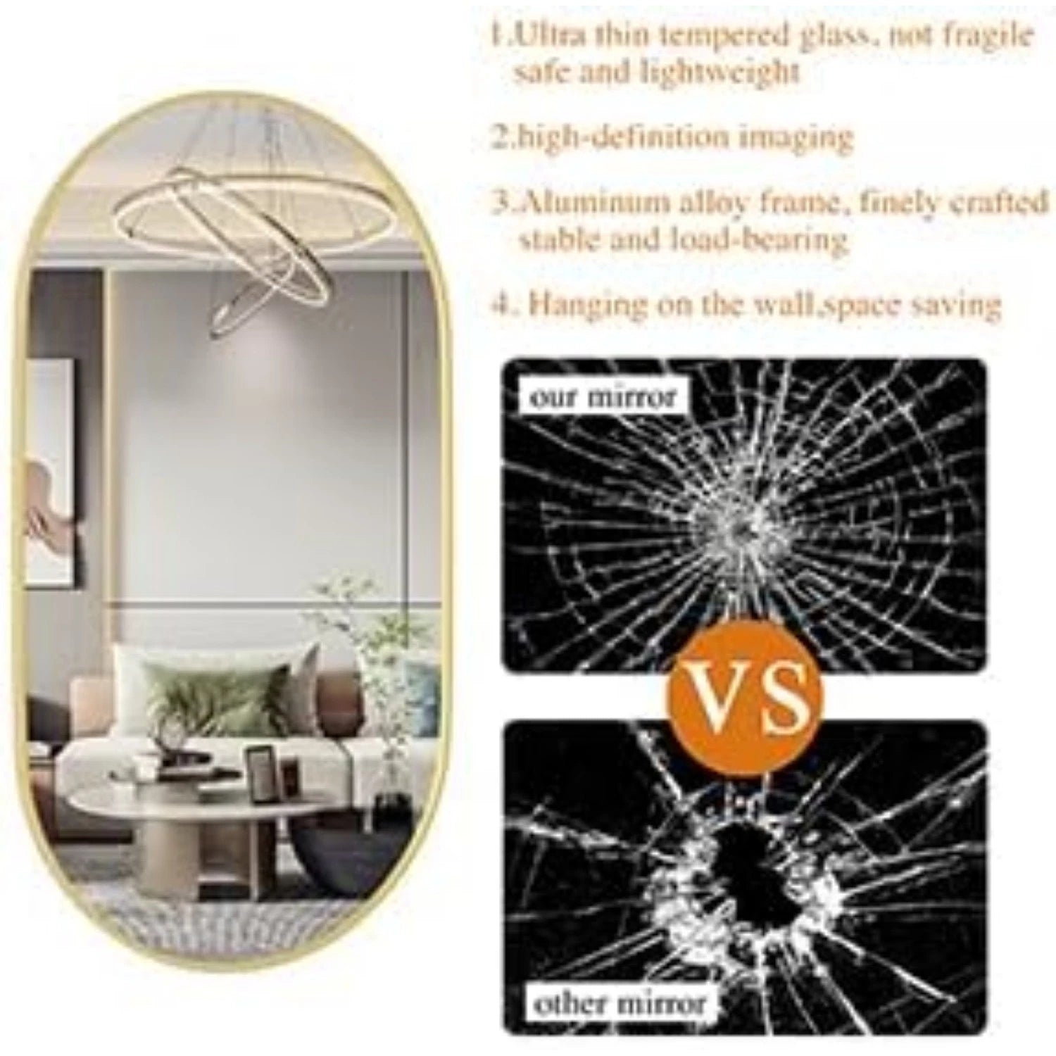 Oval Mirrors,Oval Bathroom Mirrors,20x28 Gold Mirror for Wall,Wall Mirror 07FC0E-D4 - KOEEK