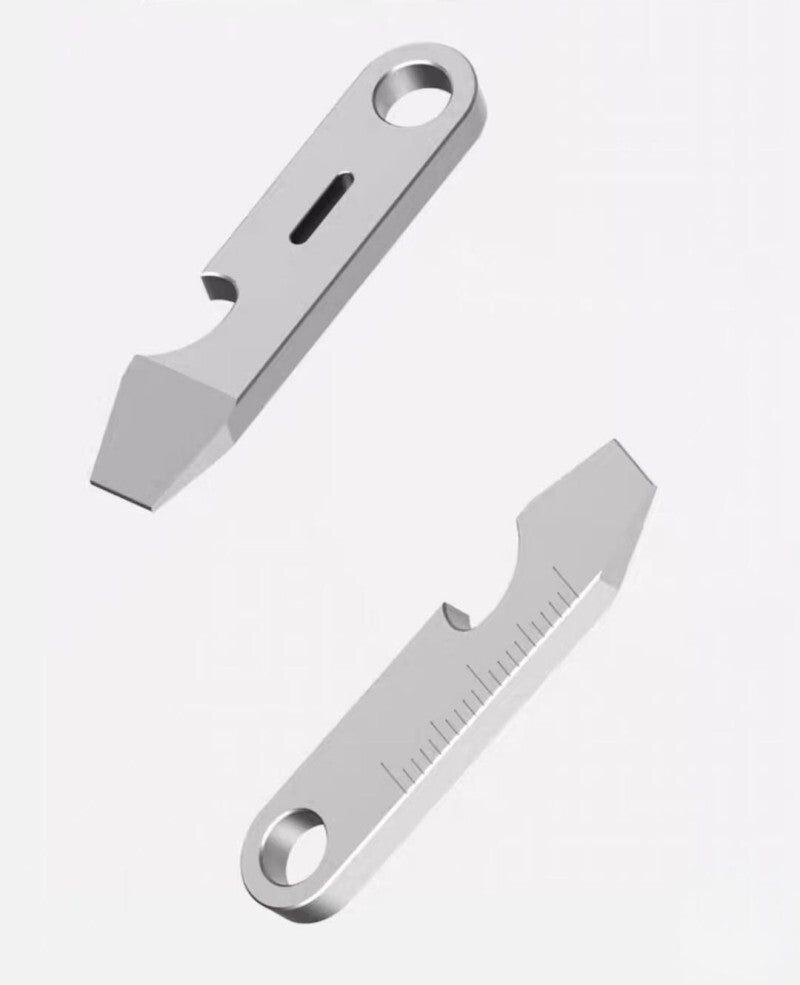 Titanium Keychain Pry Bar Crowbar Bottle Opener Ruler with Titanium Key Ring EDC 07FC0E-D4 - KOEEK
