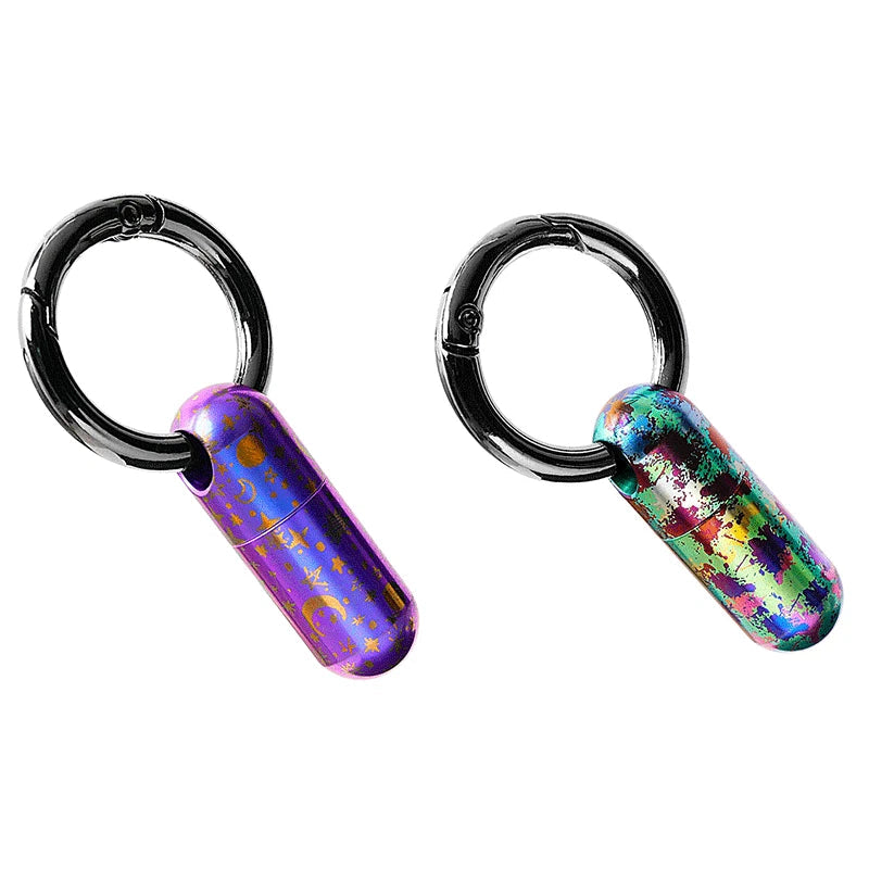 Pocket Titanium Keychain Waterproof Box Sealed Container Storage Tank w Key Ring 07FC0E-D4 - KOEEK