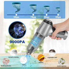 Handheld Cordless Vacuum Cleaner, 9000PA Portable Cordless Car Vacuum Cleaner 07FC0E-D4 - KOEEK
