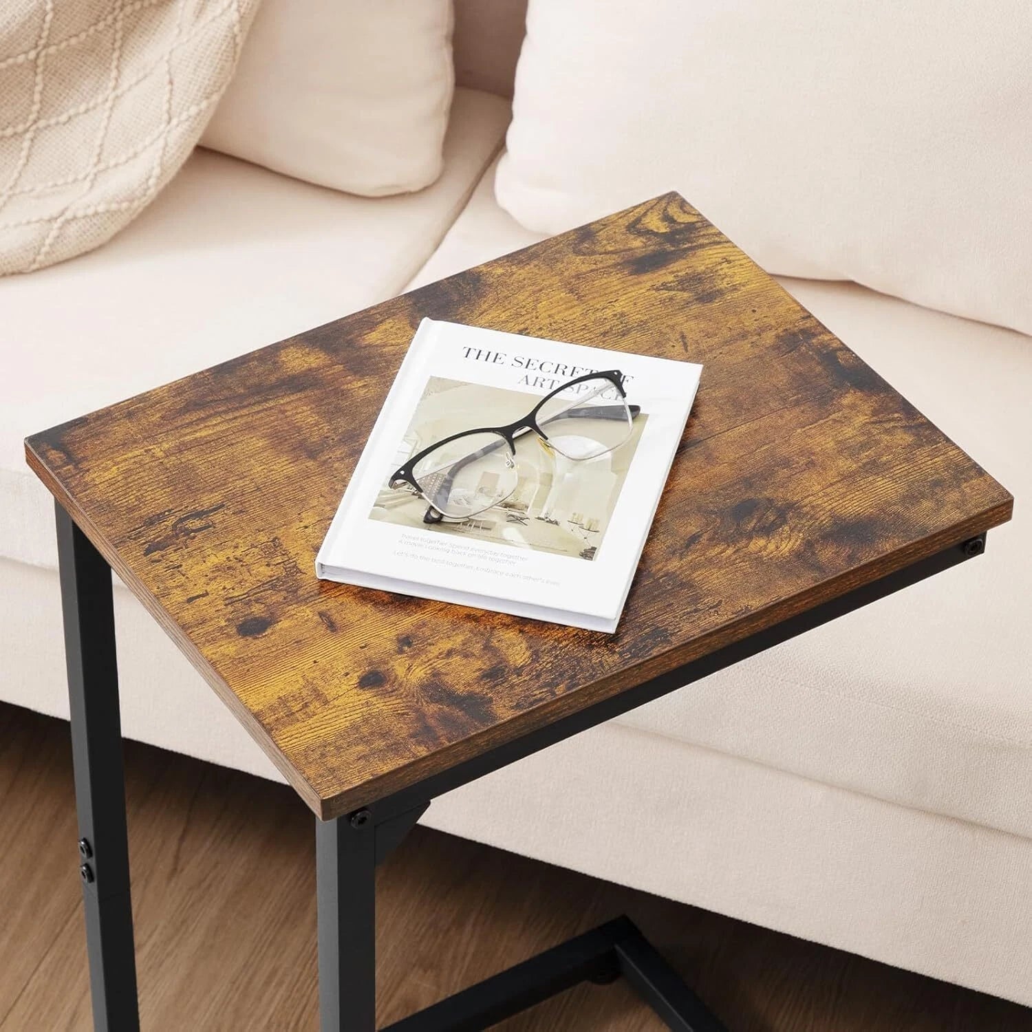 C Shaped End Tables, TV Trays Set of 2 for Living Room, Slide Under Couch Table 07FC0E-D4 - KOEEK