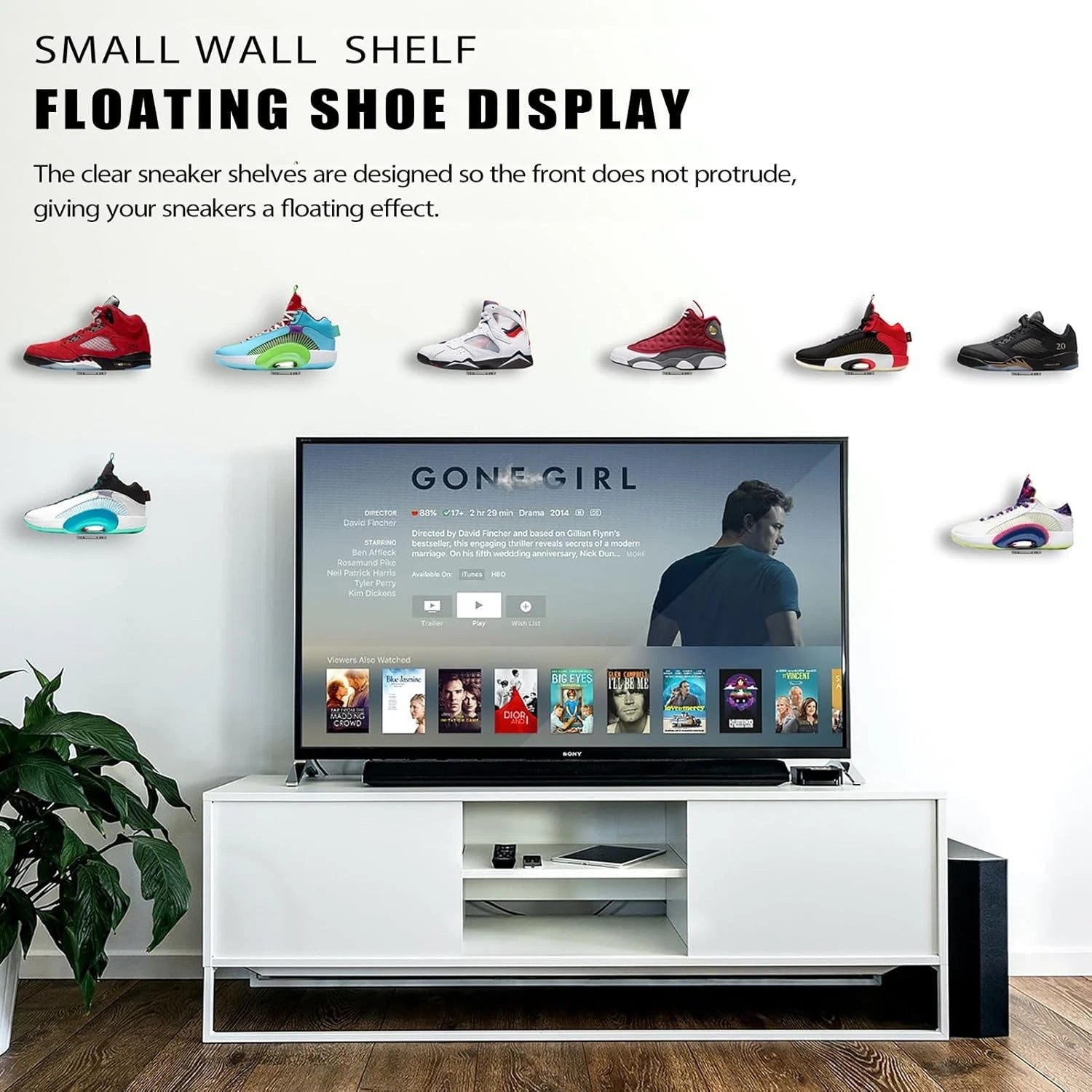 Floating Shoe Display Shelves for Wall Mount Set of 6 - Clear Acrylic Floating 07FC0E-D4 - KOEEK