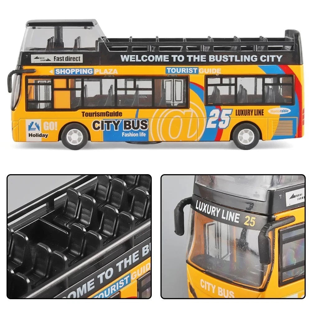 Macau Double Decker Sightseeing Bus Diecast ModelSoundPull Back Function Toy 07FC0E-D4 - KOEEK