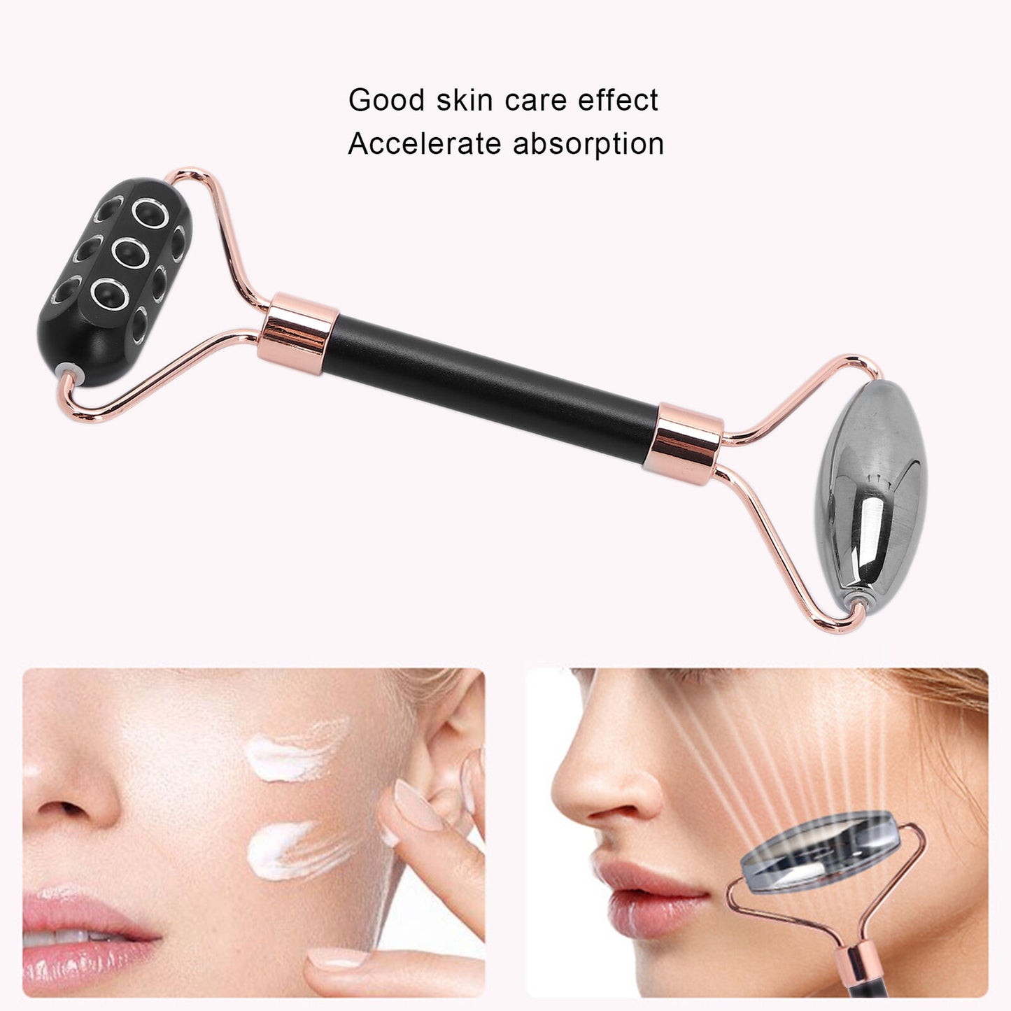 new Terahertz Face Roller Power Stone Roller Massager Gua Sha Massage(Black ) HGF koeek - KOEEK