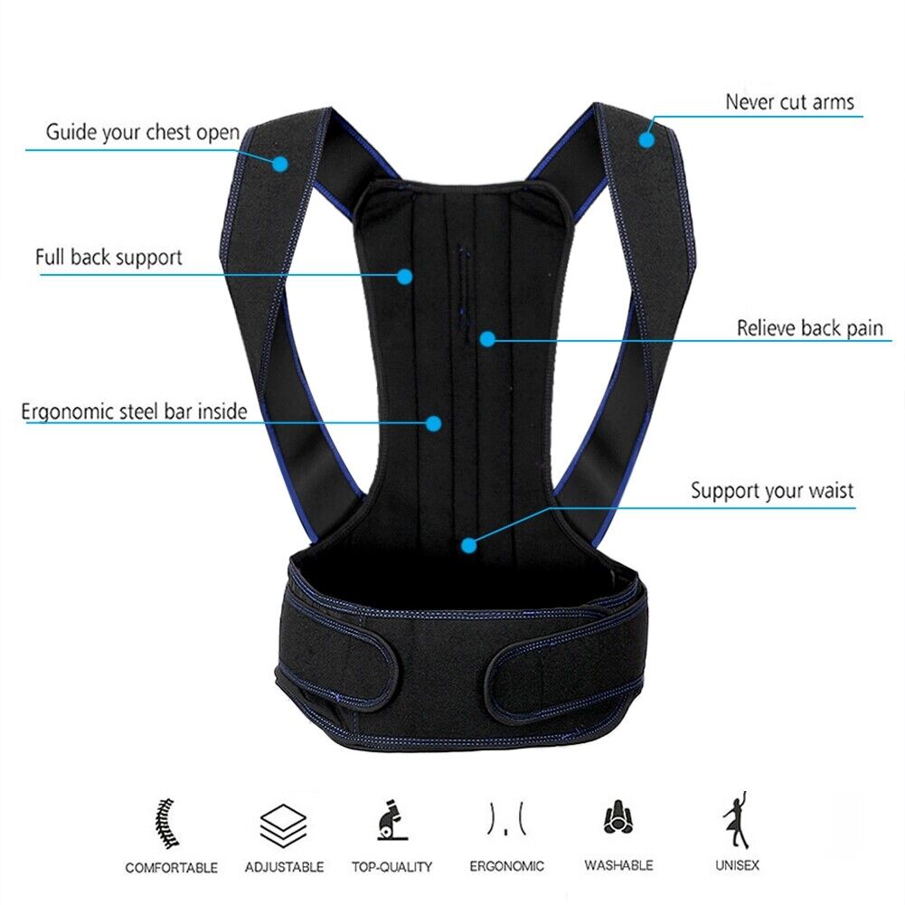 new Back Spine Posture Corrector Brace Hunchback Correction Belt(3XL Blue) HGF koeek - KOEEK