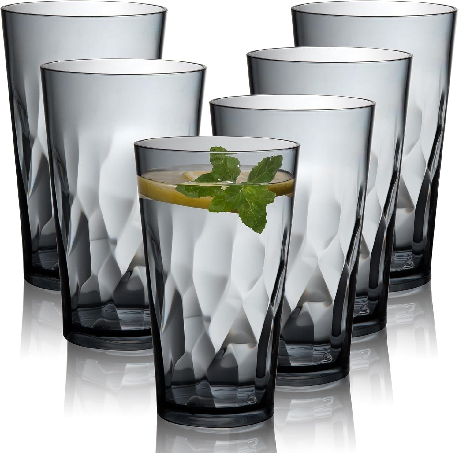 new Unbreakable Plastic Drinking Glasses, Set of 6, Shatterproof 16OZ, Gray 07FC0E-D4 - KOEEK