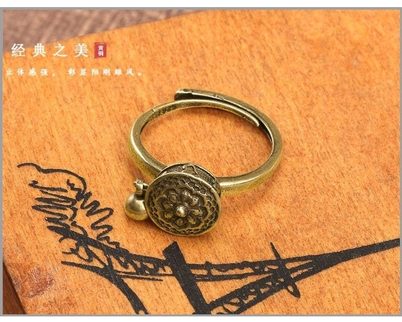 Chinese Style Ring Vintage Bell Amulet Adjustable Protector Ring Jewelry 07FC0E-D4 - KOEEK