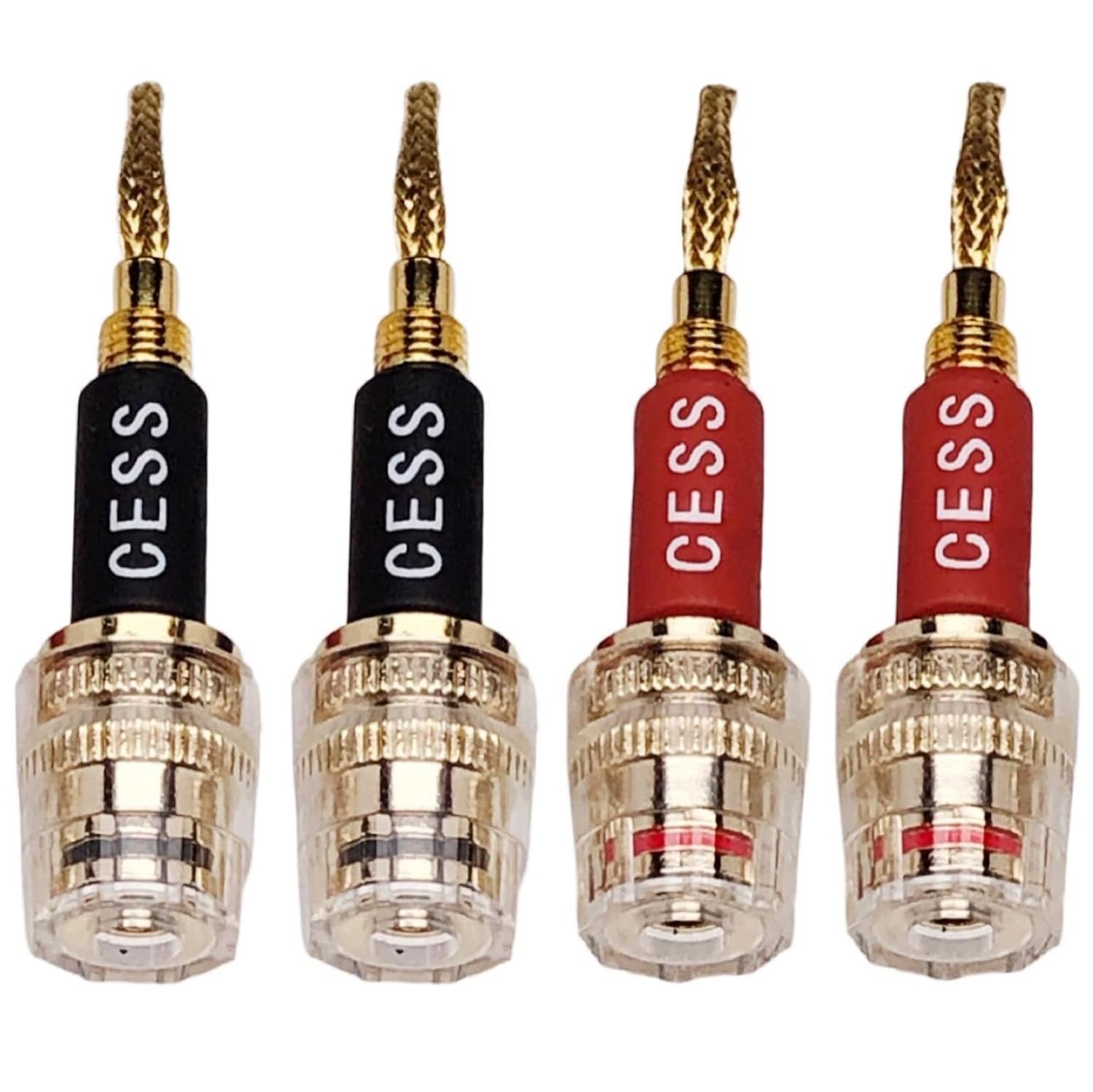 new CNCESS CESS-220 Pin Banana Plug to 4mm Female Jack/Speaker Black & Red 07FC0E-D4 - KOEEK