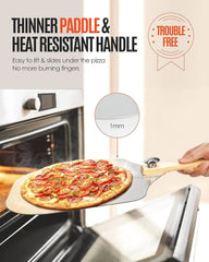 Pizza Peel Aluminum Pizza Spatula, 12 inch Metal Pizza Paddle(12"x 14") 07FC0E-D4 - KOEEK