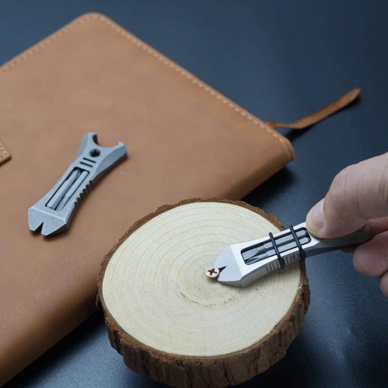 EDC TC4 Titanium Alloy Pocket Pry Bar Crowbar Bottle Opener Outdoor Multi Tools 07FC0E-D4 - KOEEK