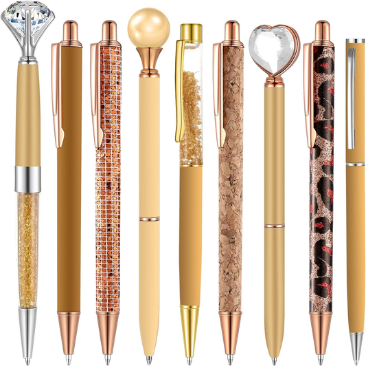 ny 9 Stk Kuglepenne Sæt Metal Crystal Diamond Pen Glitter Pen til Journaling Bl