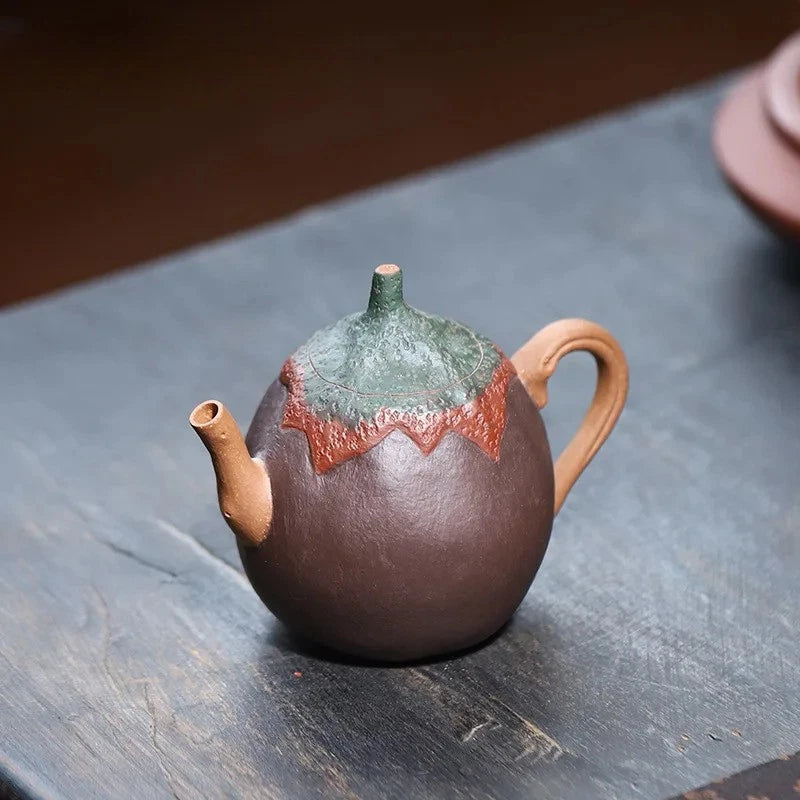 190ml Chinese Yixing Purple Clay Handcarved Eggplant Teapot Tea Infuser Kettle 07FC0E-D4 - KOEEK