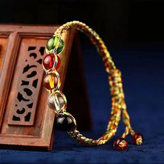 Dragon Boat Festival Five Color Handmade Red Cord Bracelet Five Elements Beads 07FC0E-D4 - KOEEK