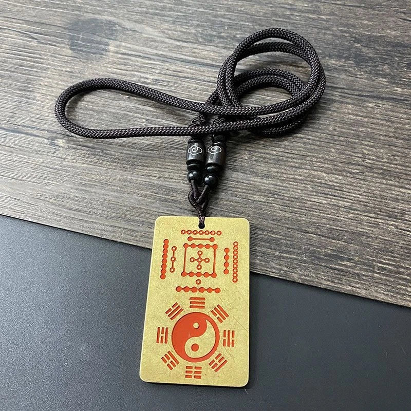 Taoist Brass Pendant Taiji Bagua Symbol Amulet Pendant Necklace for Men Women 07FC0E-D4 - KOEEK