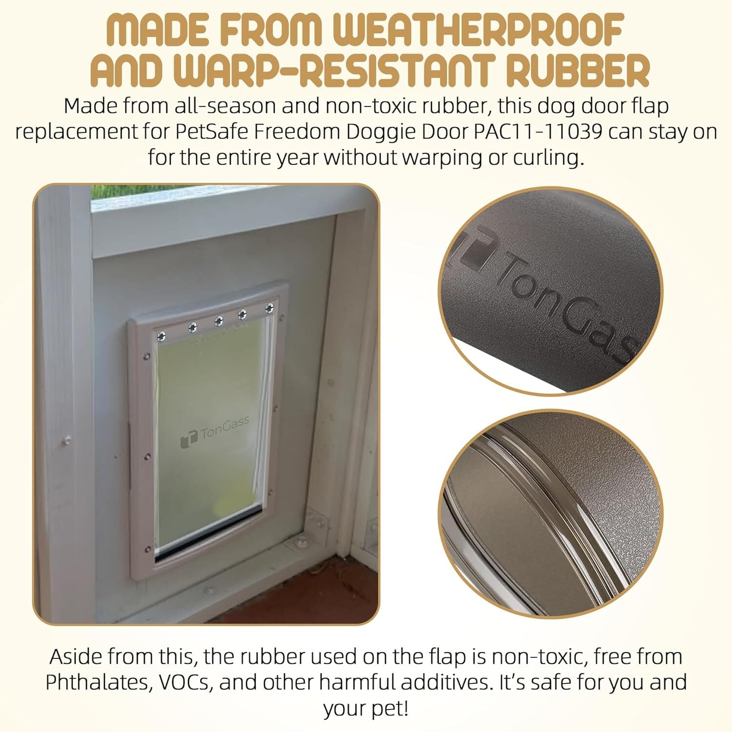 new TonGass (2-Pack) PAC11-11039 Large Dog Door Flap Replacement Compatible TONGASS - KOEEK