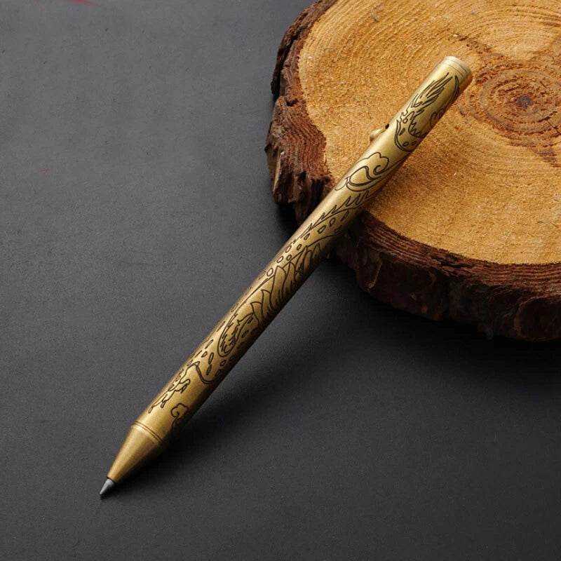 Hot Solid Brass Ball Pen Office Signature Pen Students Stationery Outdoor Tool 07FC0E-D4 - KOEEK
