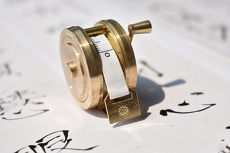 EDC Brass Pocket Tape Measure Mini Manual Reel Retro Flywheel Sewing Tool 07FC0E-D4 - KOEEK