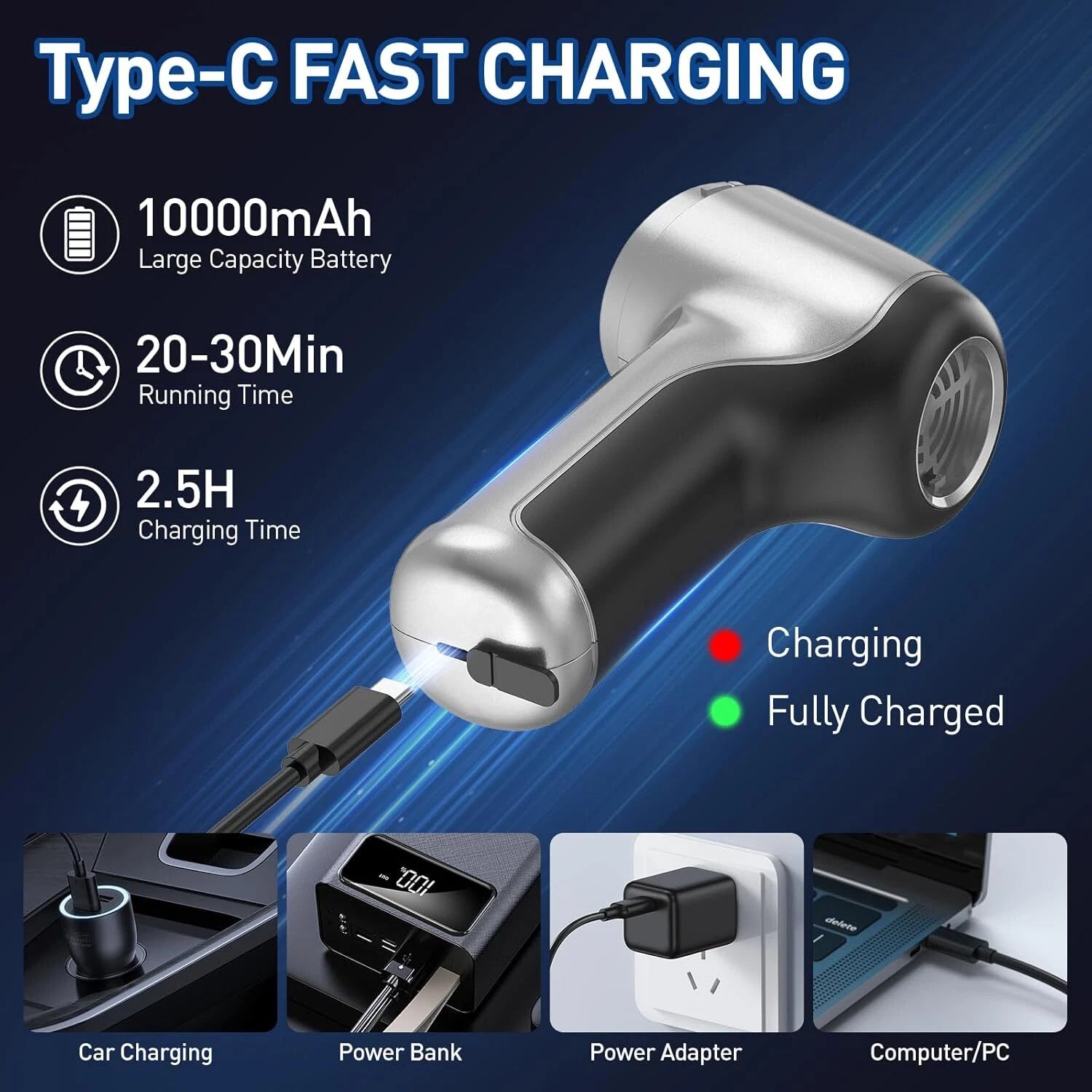 Brushless Handheld Car Vacuum Cleaner, High Power Vacuum Cleaner and AirDuster. 07FC0E-D4 - KOEEK