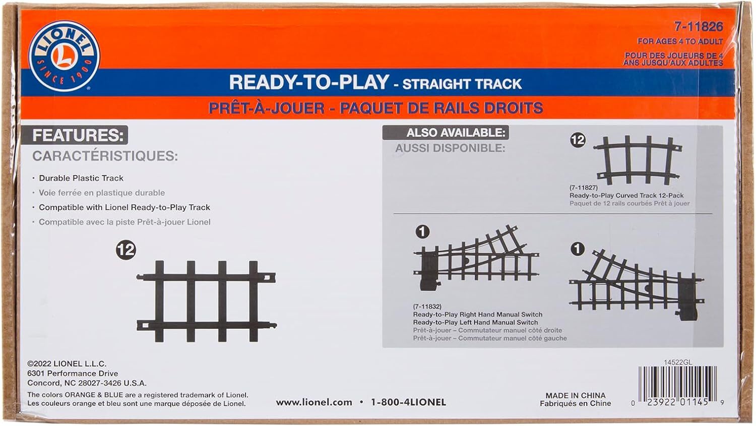 new Lionel Ready-to-Play Straight Track Pack, 6-1/4”, 12 pieces, Black LIONEL - KOEEK