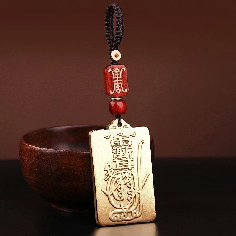 54mm Taoism Brass Pendant Safe and Sound Good Luck Card Amulet Pendant 07FC0E-D4 - KOEEK