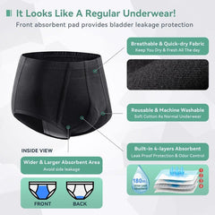 new Incontinence Underwear for Men 2 Pack Washable Urinary Briefs with L, Black 07FC0E-D4 - KOEEK