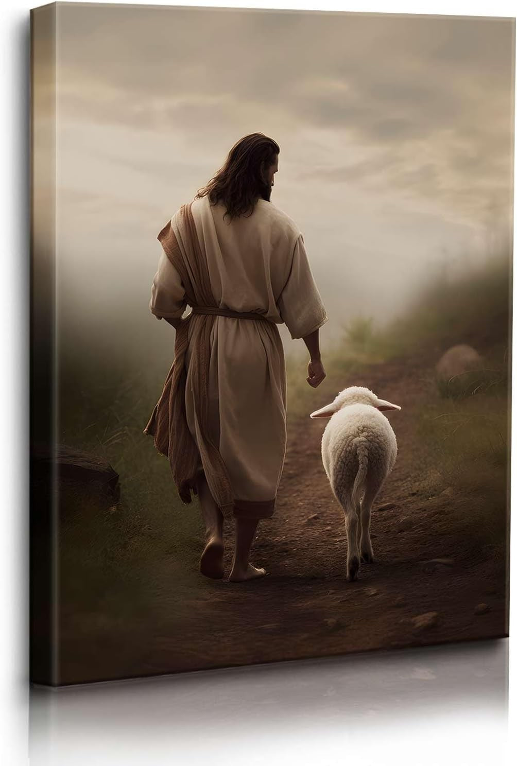 new Jesus Wall Art And Lamb Canvas 16L" x 12W", and Sheep 07FC0E-D4 - KOEEK