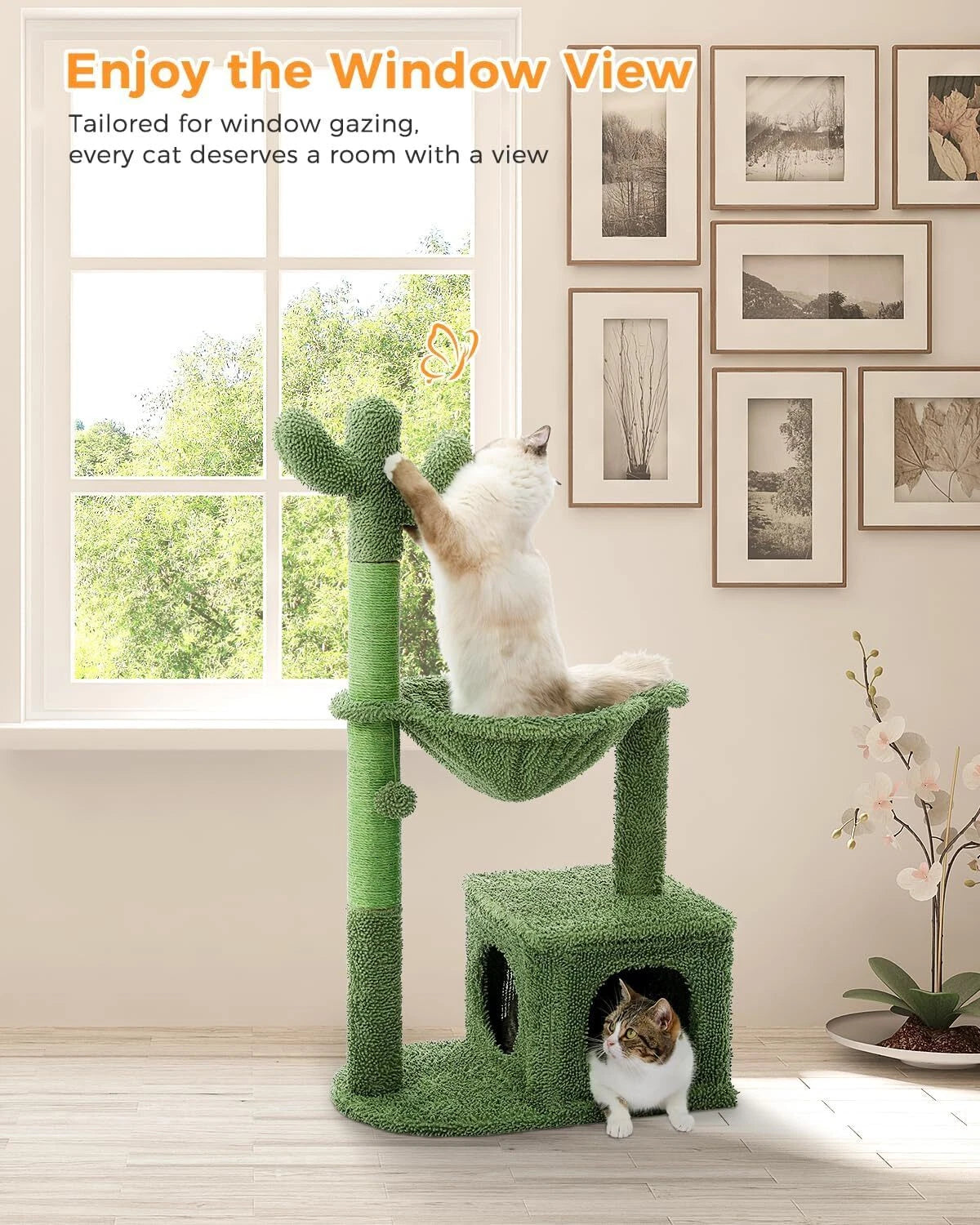 40” cat tower with large metal carpeted hammock, indoor scratching post for cats 07FC0E-D4 - KOEEK