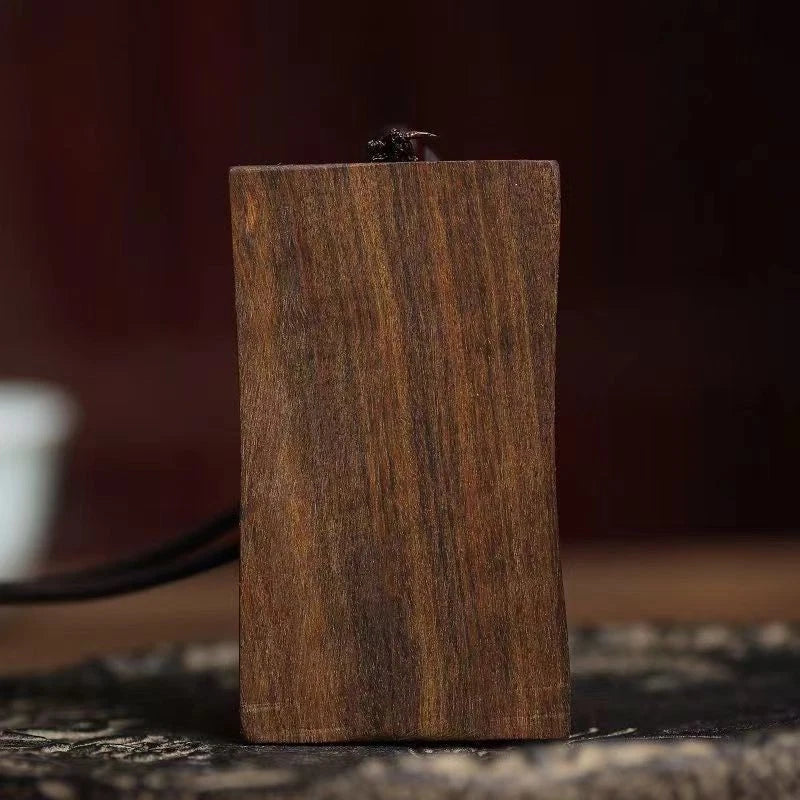 Natural Borneo Agarwood Pendant Landscape Carving Peace Necklace Charm 07FC0E-D4 - KOEEK