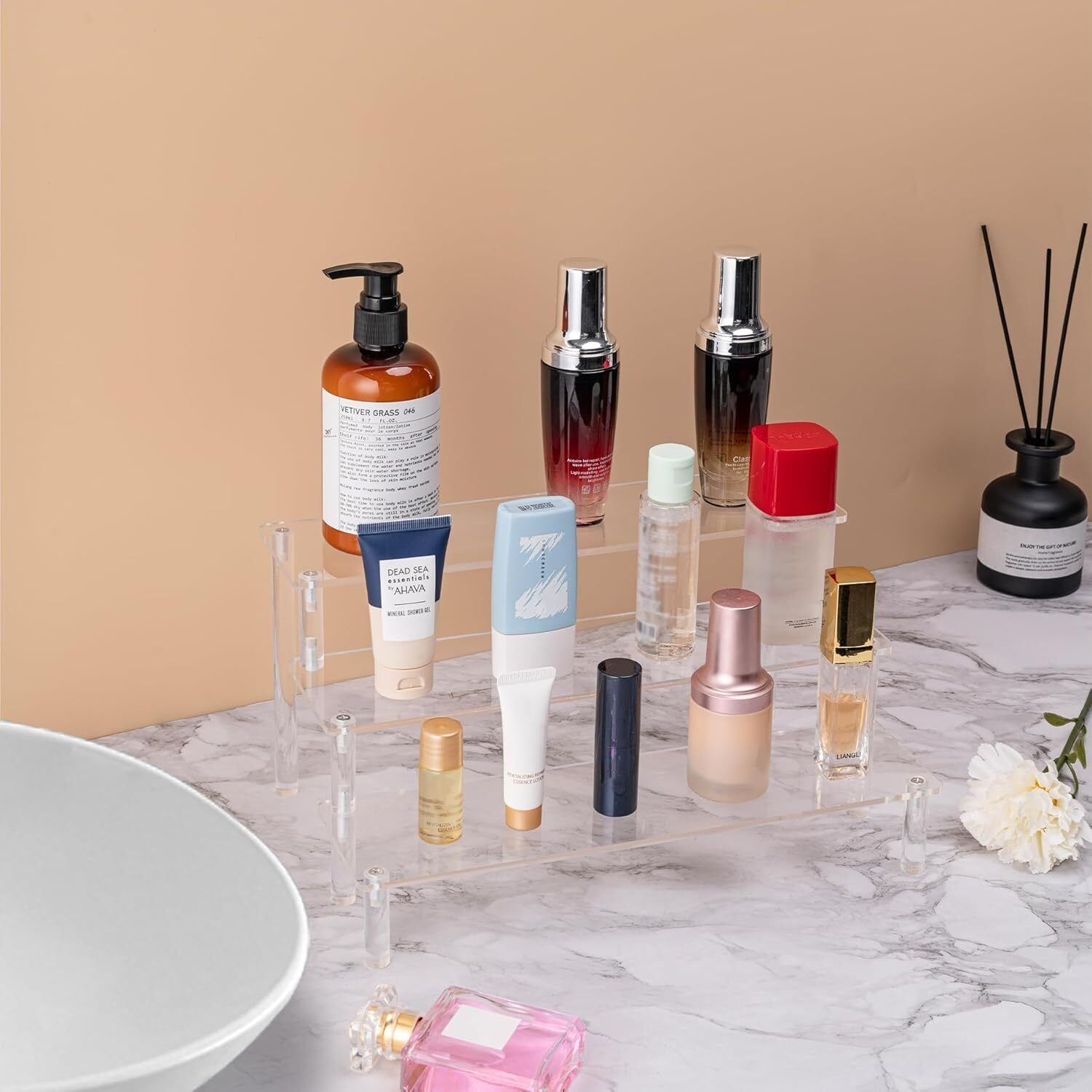 new Acrylic Risers Display Stands, 3 Tier Perfume 1PACK Large 11.8IN, Clear 07FC0E-D4 - KOEEK