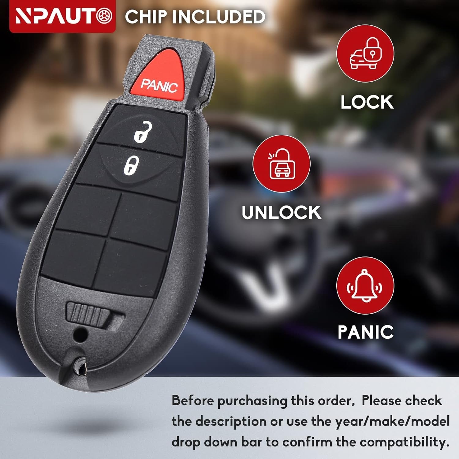 new NPAUTO 2Pcs Key Fob Fobik Remote Replacement for 2008-2020 Dodge Grand black NPAUTO - KOEEK