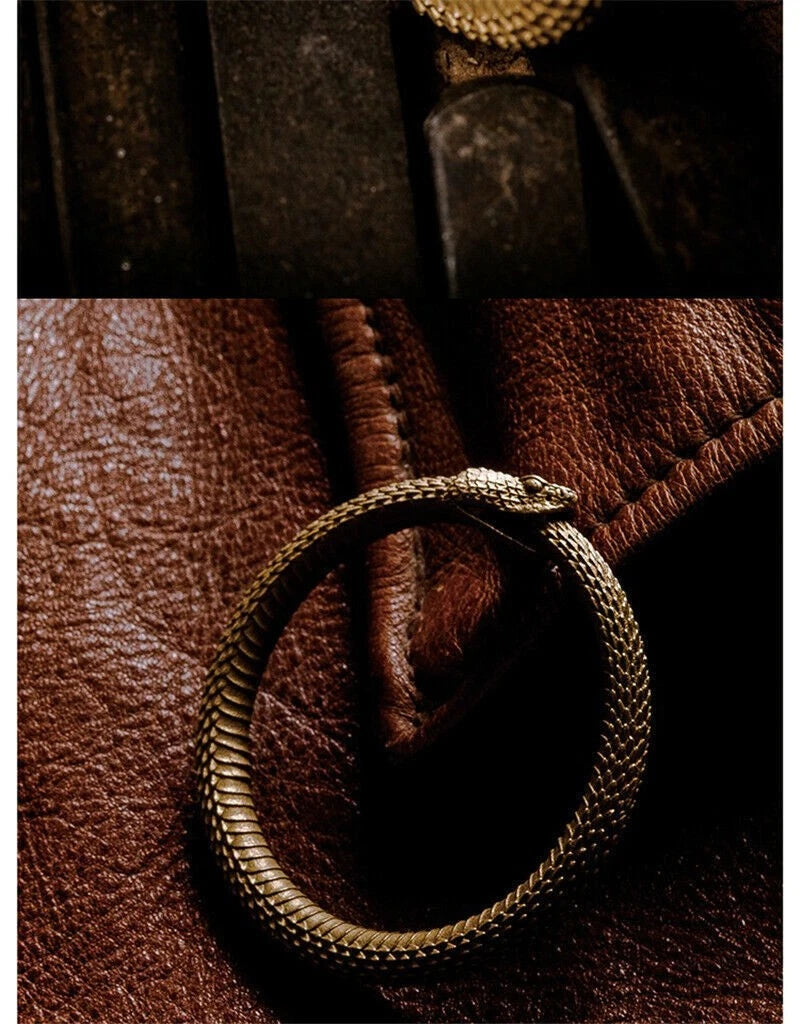 Brass  Brass Snake Ring Keychain Bite Ouroboros Key Pendant Mens Gift 07FC0E-D4 - KOEEK