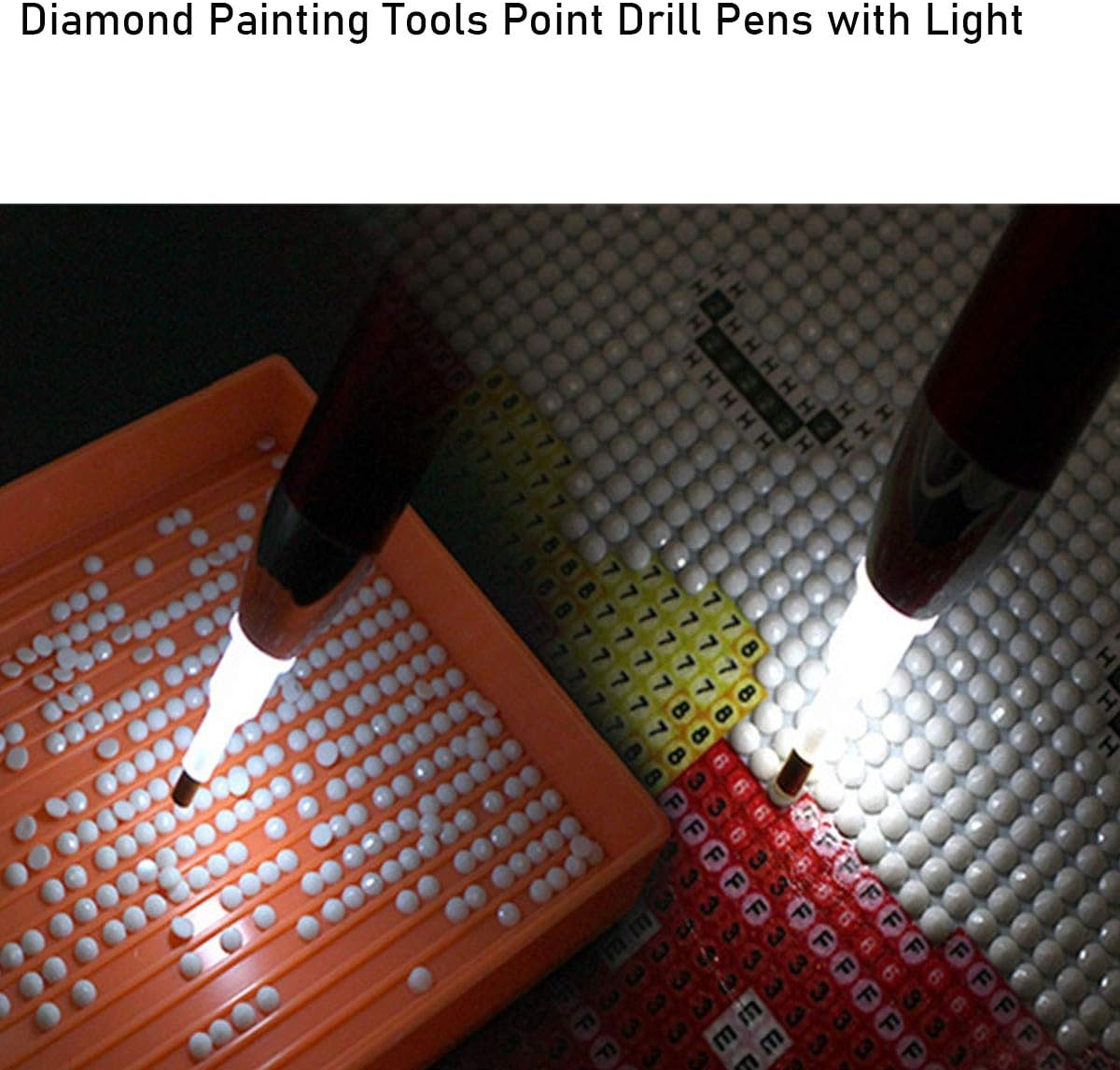 ny diamant kunst maleri Pen med lys - 3 STK Diamond Dots Painting Tools - Belysning