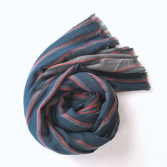 Mens  Cotton Striped Breathable Casual Scarf 2.2m Long Neckerchief Shawl 07FC0E-D4 - KOEEK