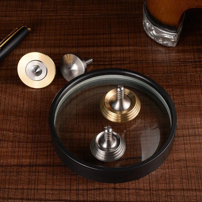 Spinning Top Finger Spinner CNC Stainless Steel Brass Fidget Toy EDC Gift 07FC0E-D4 - KOEEK