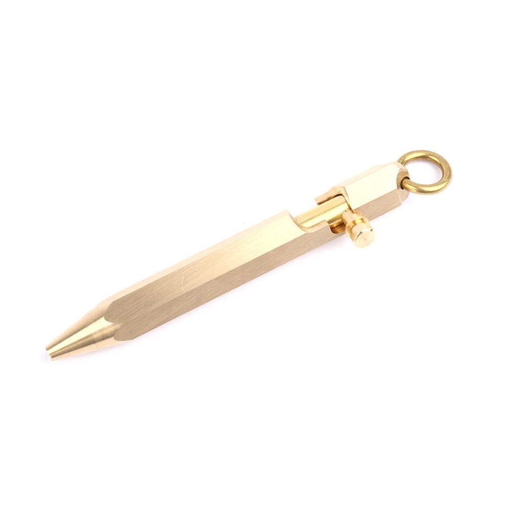 Hot Mini Handmade Six-Edg Brass Ball Pen Bolt Action Pen Pocket Keychain EDC Pen 07FC0E-D4 - KOEEK