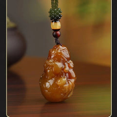 Natural Yellow Jade Pendant Tibetan Deity Amulet Necklace Gemstone Jewelry 07FC0E-D4 - KOEEK