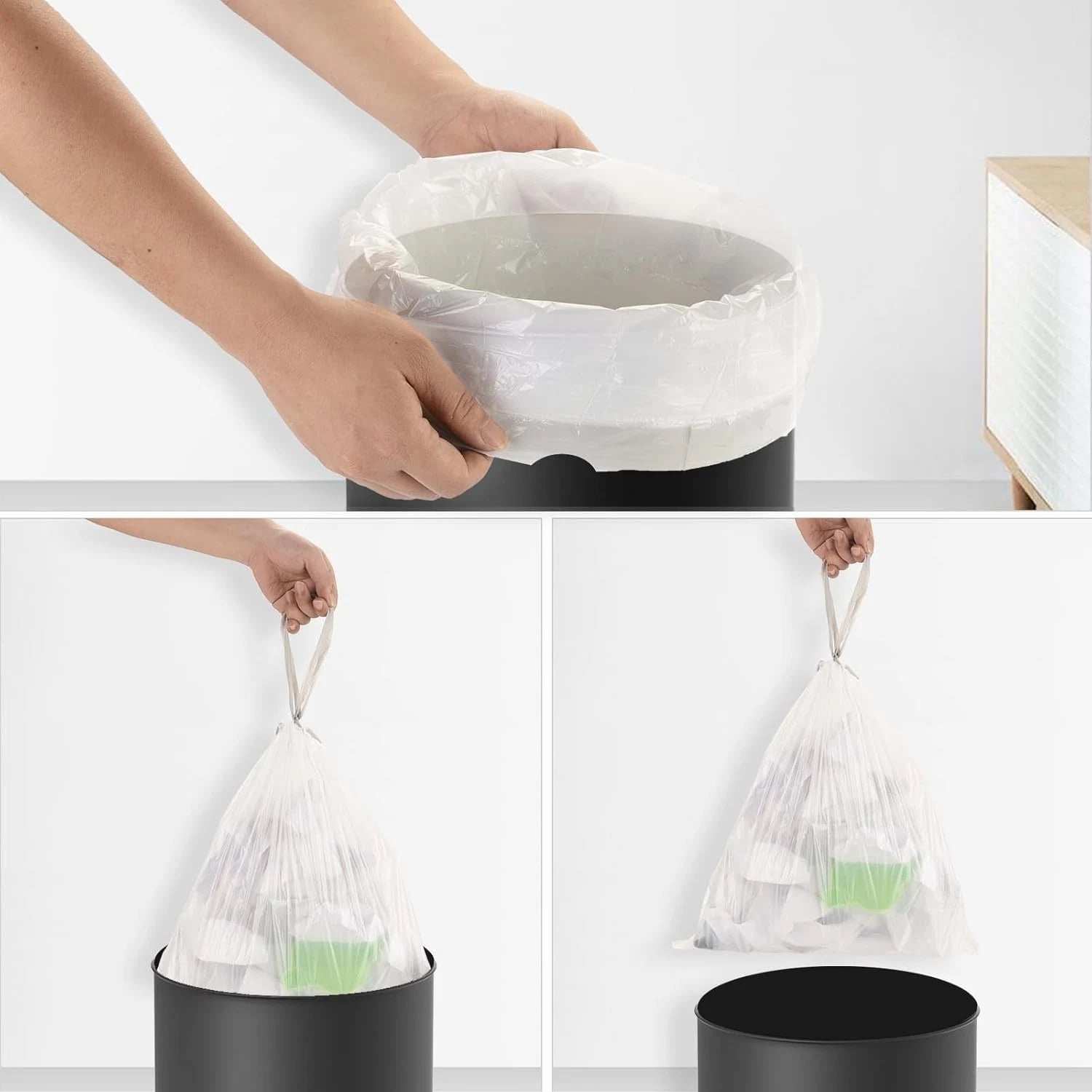 8-gallon trash bags Medium drawstring trash bags - 80 transparent white bags 07FC0E-D4 - KOEEK